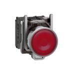 Schneider XB4BW34M5 Harmony | Illuminated push button, metal, flush, red, Ø22, spring return, 230...240 V AC, 1 NO + 1 NC