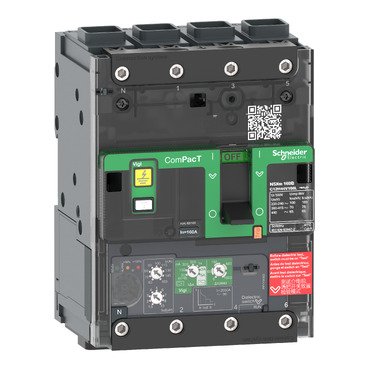 Schneider C12N44V160L | Circuit breaker, ComPacT NSXm 160N, 50kA/415VAC, 4 poles, MicroLogic 4.1 trip unit 160A, EverLink lugs