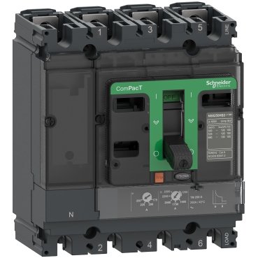 Schneider C25B6TM250 | Circuit breaker, ComPacT NSX250B, 25kA/415VAC, 4 poles 3D (neutral not protected), TMD trip unit 250A