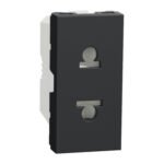 Schneider NU302154 | Socket-outlet, New Unica, 2P, 16A, Euroamerican, with shutter, anthracite