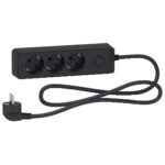 Schneider ST9431B | Trailing lead, Unica extend, 3 Schuko, swicthable, 1.5m cable, anthracite