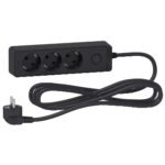 Schneider ST9433B | Trailing lead, Unica extend, 3 Schuko, swicthable, 3m cable, anthracite