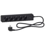 Schneider ST9451B | Trailing lead, Unica extend, 5 Schuko, swicthable, 1.5m cable, anthracite