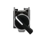Schneider XB4BJ21 Harmony | Selector switch, metal ,black Ø22, long handle, 2 positions, stay put, 1 NO