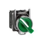 Schneider XB4BK123M5 Harmony | Illuminated selector switch, metal, green, Ø22, 2 positions, stay put, 230...240 V AC, 1 NO + 1 NC