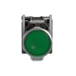 Schneider XB4BW33B5 Harmony | Illuminated push button, metal, flush, green, Ø22, spring return, 1 NO + 1 NC 24 V AC/DC