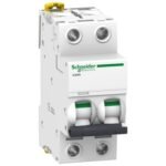 Schneider A9F74201 | Miniature circuit breaker (MCB), Acti9 iC60N, 2P, 1A, C curve, 6000A (IEC/EN 60898-1), 50kA (IEC/EN 60947-2)