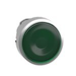 Schneider ZB4BW333 | Illuminated push button head, metal, flush, green, Ø22, spring return, plain lens integral LED