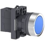 Schneider XA2EA61 Harmony | Round blue push-button Ø 22 - flush spring return - 1NO