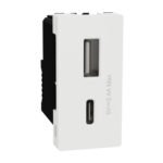 Schneider M3TB_USB_AC | USB Type A+C, Miluz E, 2 Port, 2.4A, 12W, 1 Module, White
