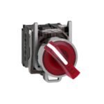 Schneider XB4BK124M5 Harmony | Illuminated selector switch, metal, red, Ø22, 2 positions, stay put, 230...240 V AC, 1 NO + 1 NC