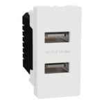 Schneider M3TB_USB_2A | USB Type A, Miluz E, 2 Port, 2.1A, 1 Module, White